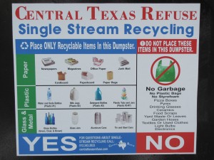 Central Texas Refuse recycling poster